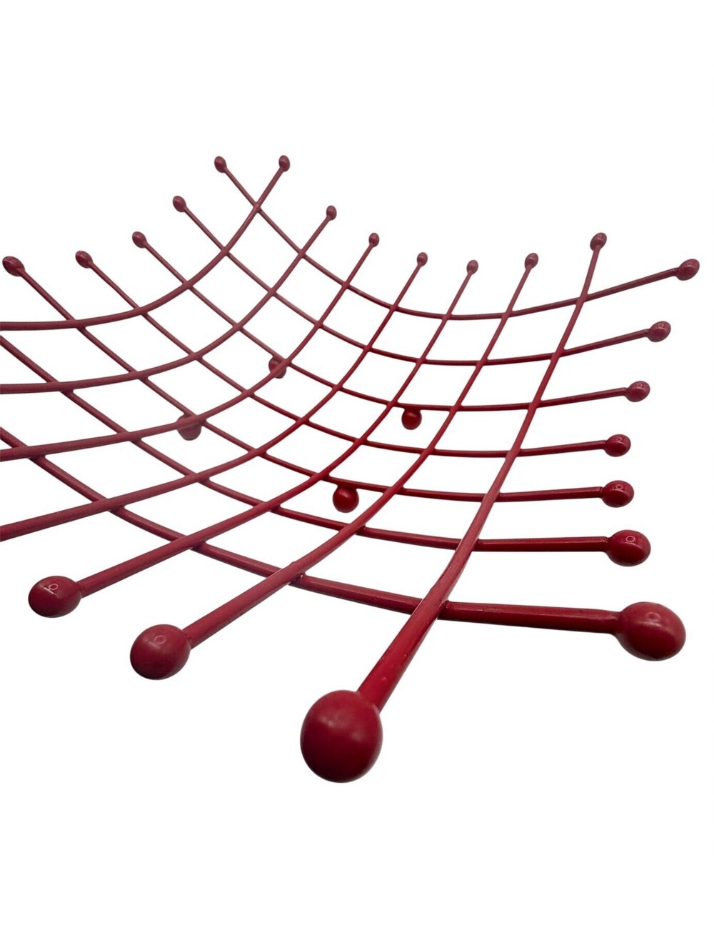 Vintage IKEA Red Metal Fruit Basket Wire Bowl MCM Modernist 90s Retro Style - Picture 3 of 5